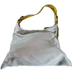 Big beautiful, gently loved white chain, male handbag gold accents strap by J Lo